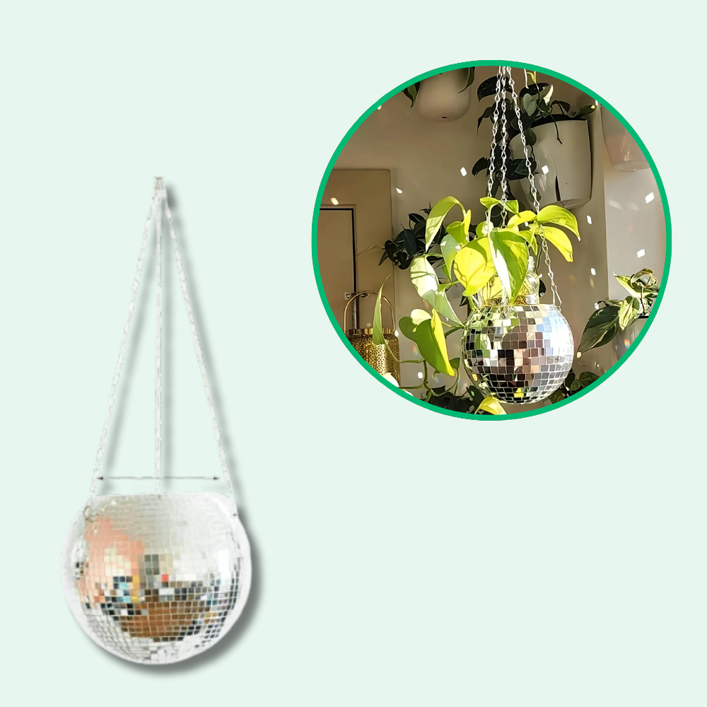 Vaso da fiori scintillante con palla da discoteca