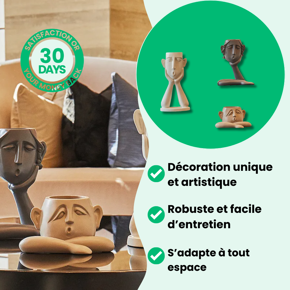 Vaso da fiori con eleganti volti artistici