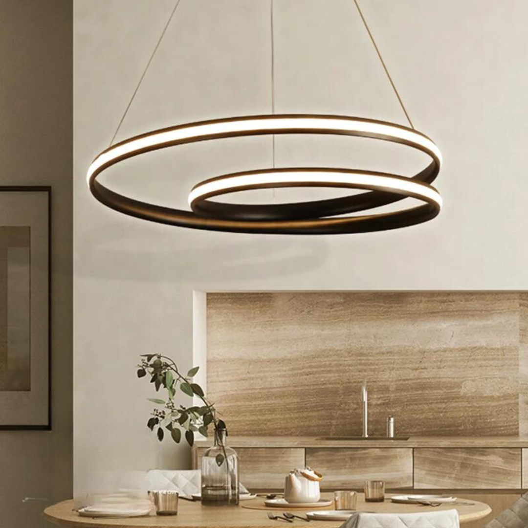 Lampadario da soggiorno moderno dal design circolare nero