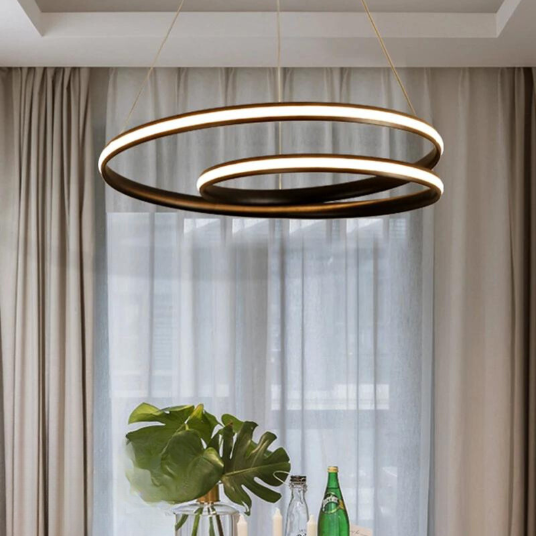 Lampadario da soggiorno moderno dal design circolare nero