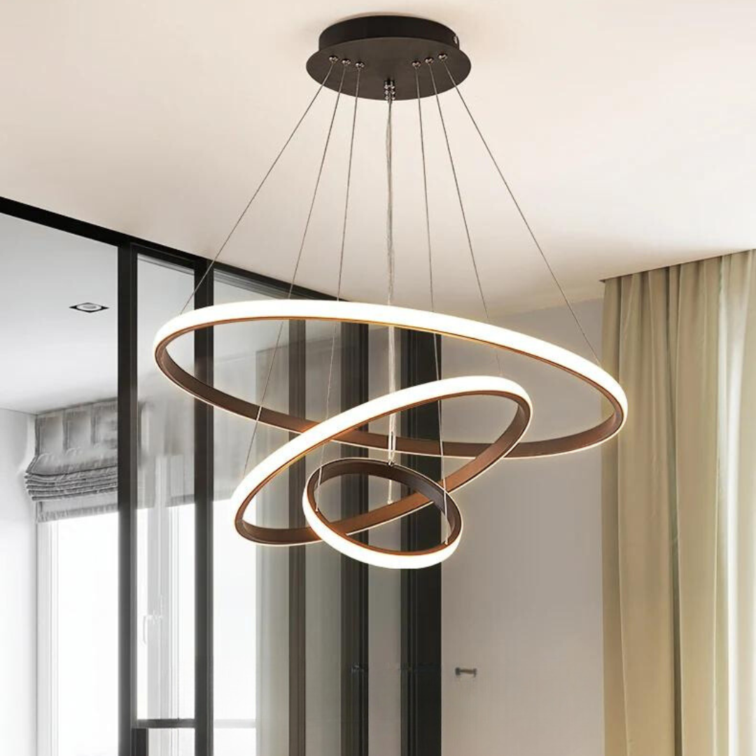 Lampadario contemporaneo di design dorato per soggiorno