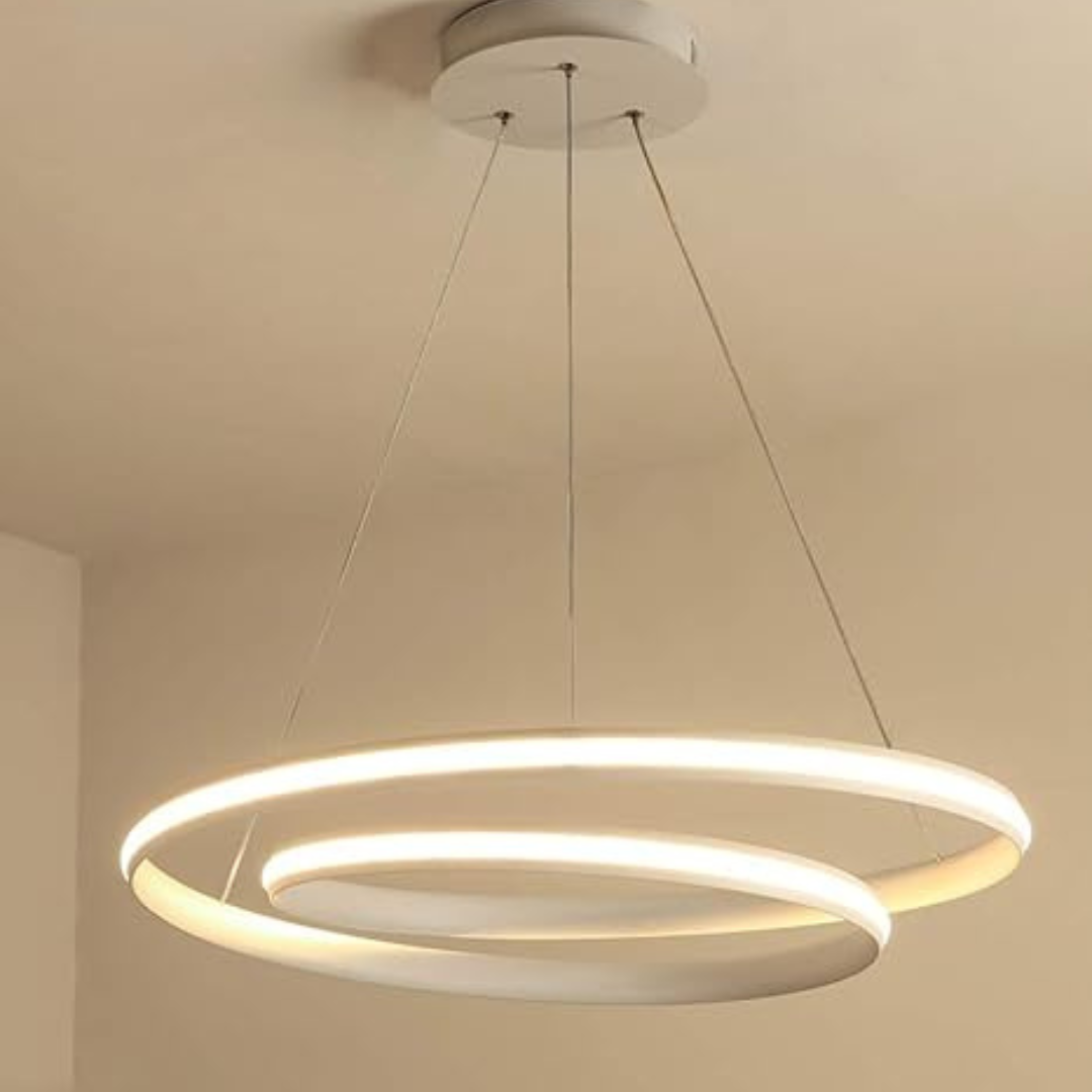 Lampadario da soggiorno circolare dal design minimalista bianco