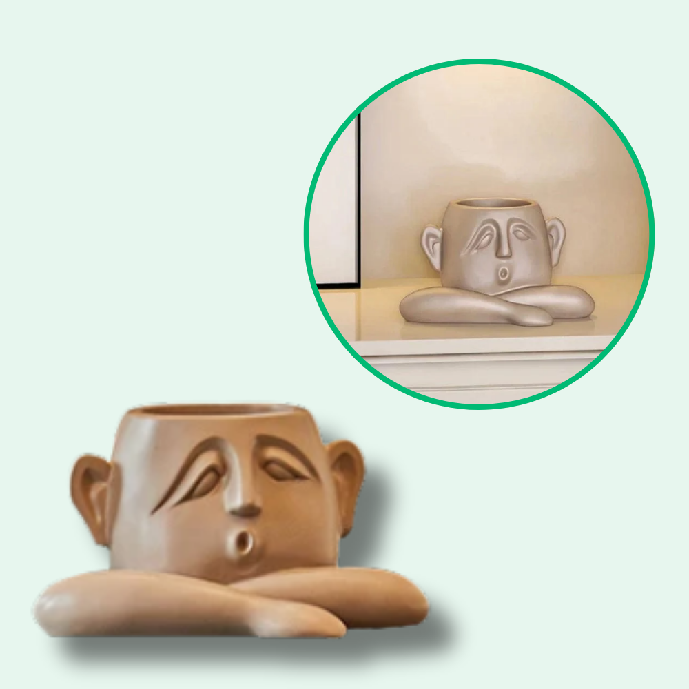 Vaso da fiori con eleganti volti artistici