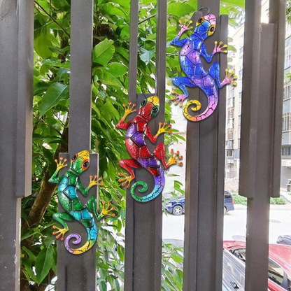 Jardioui Décoration de Jardin Gecko en Métal
