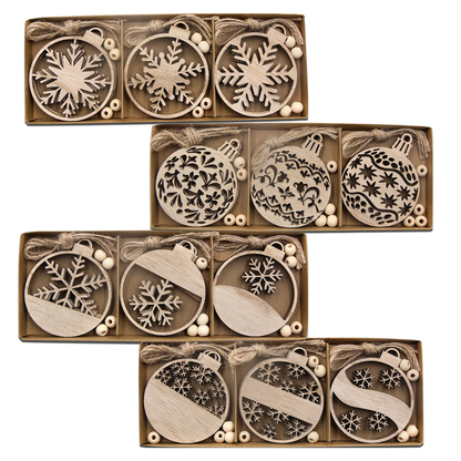 Jardioui Flocons de Neige en Bois Naturel (pack de 12)