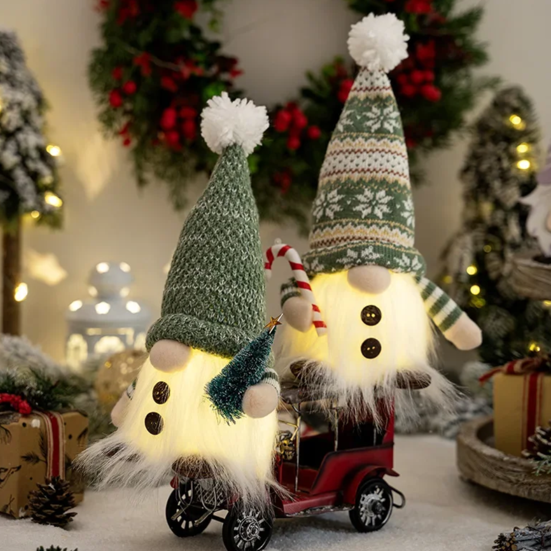Jardioui Gnomes de Noël Tricotés Lumineux (Lot de 2 pièces)