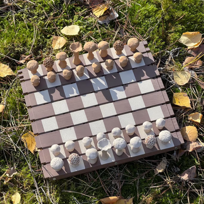 Jardioui Marron et beige Échiquier Champignons Magnétique Fantaisiste