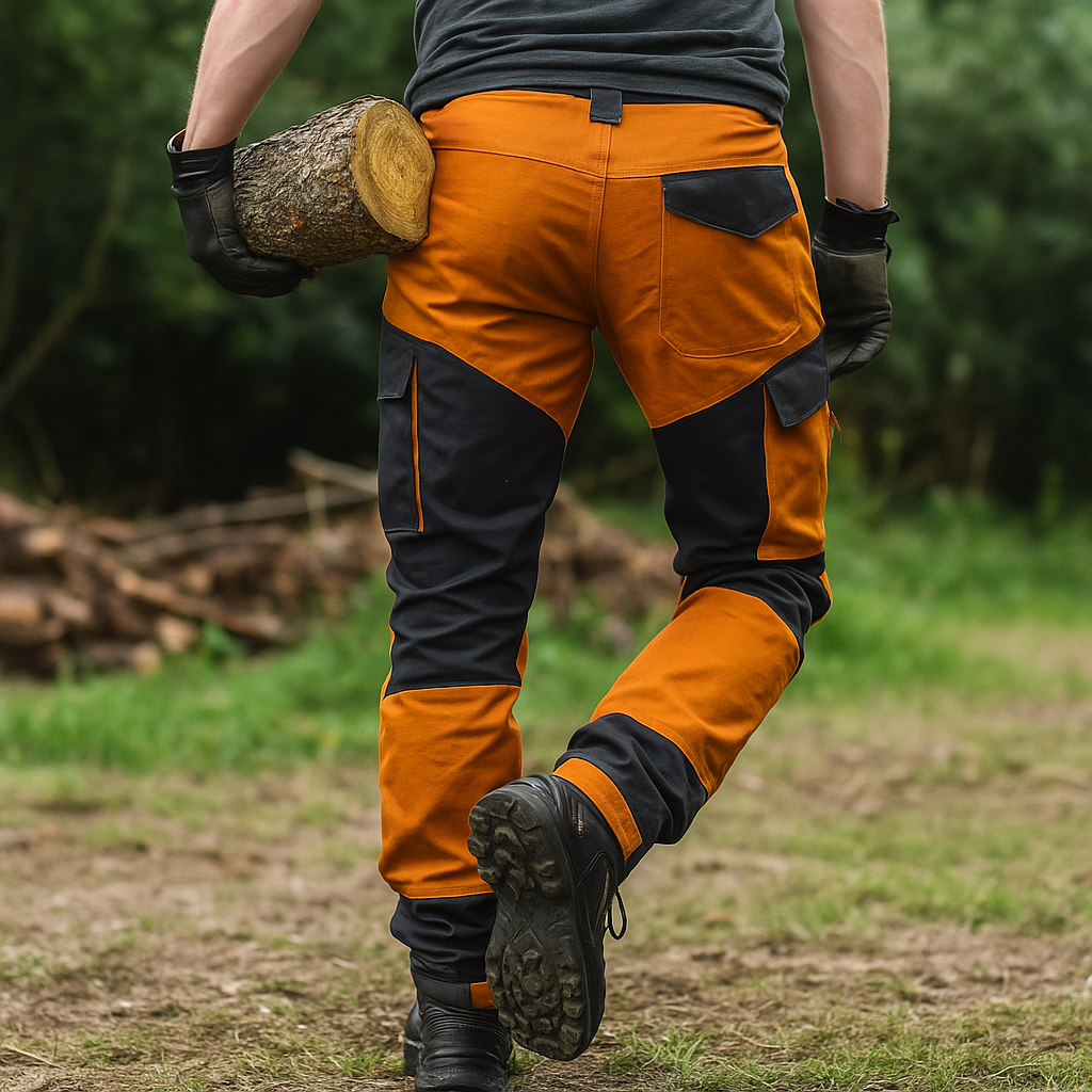 Jardioui Pantalon de Travail Homme Multipoche Orange