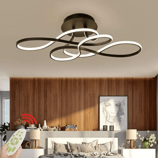 Jardioui Plafonnier Design LED en Volutes Noir Élégant