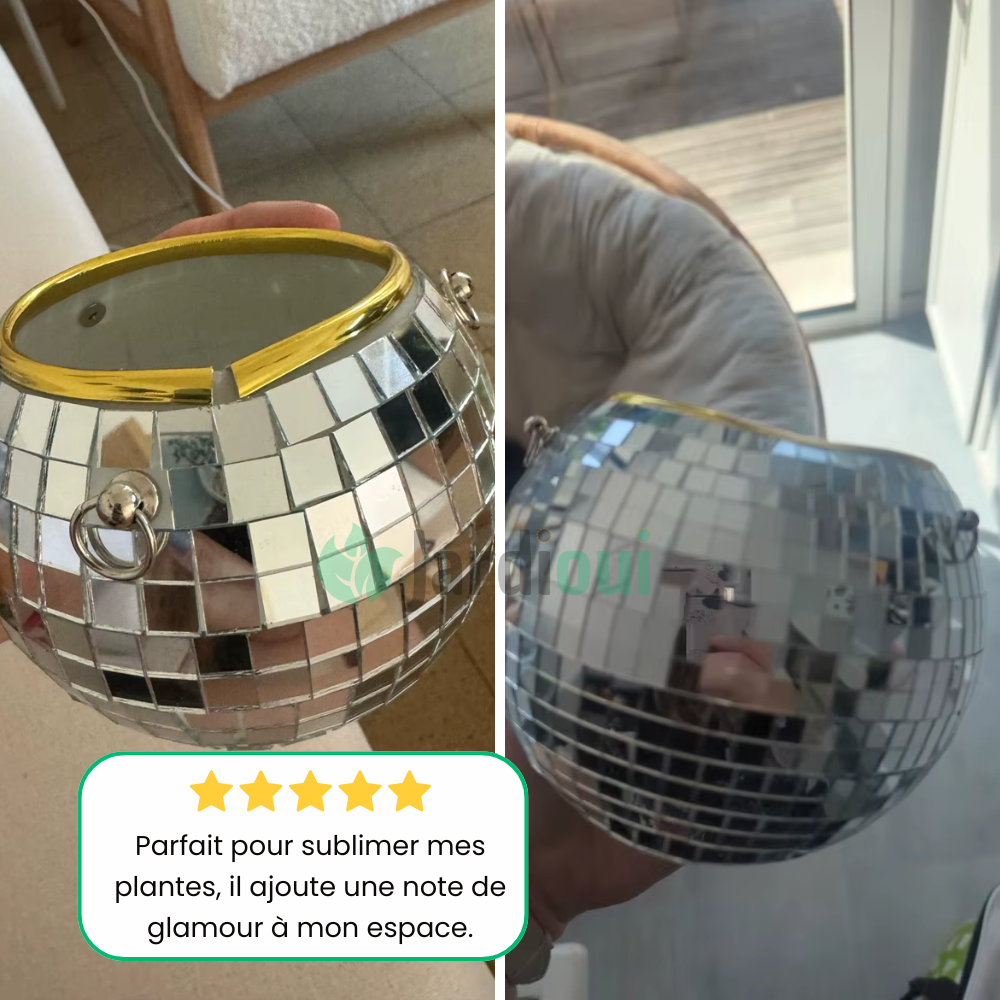 Jardioui Pot de Fleur Boule à Facette Éclatant