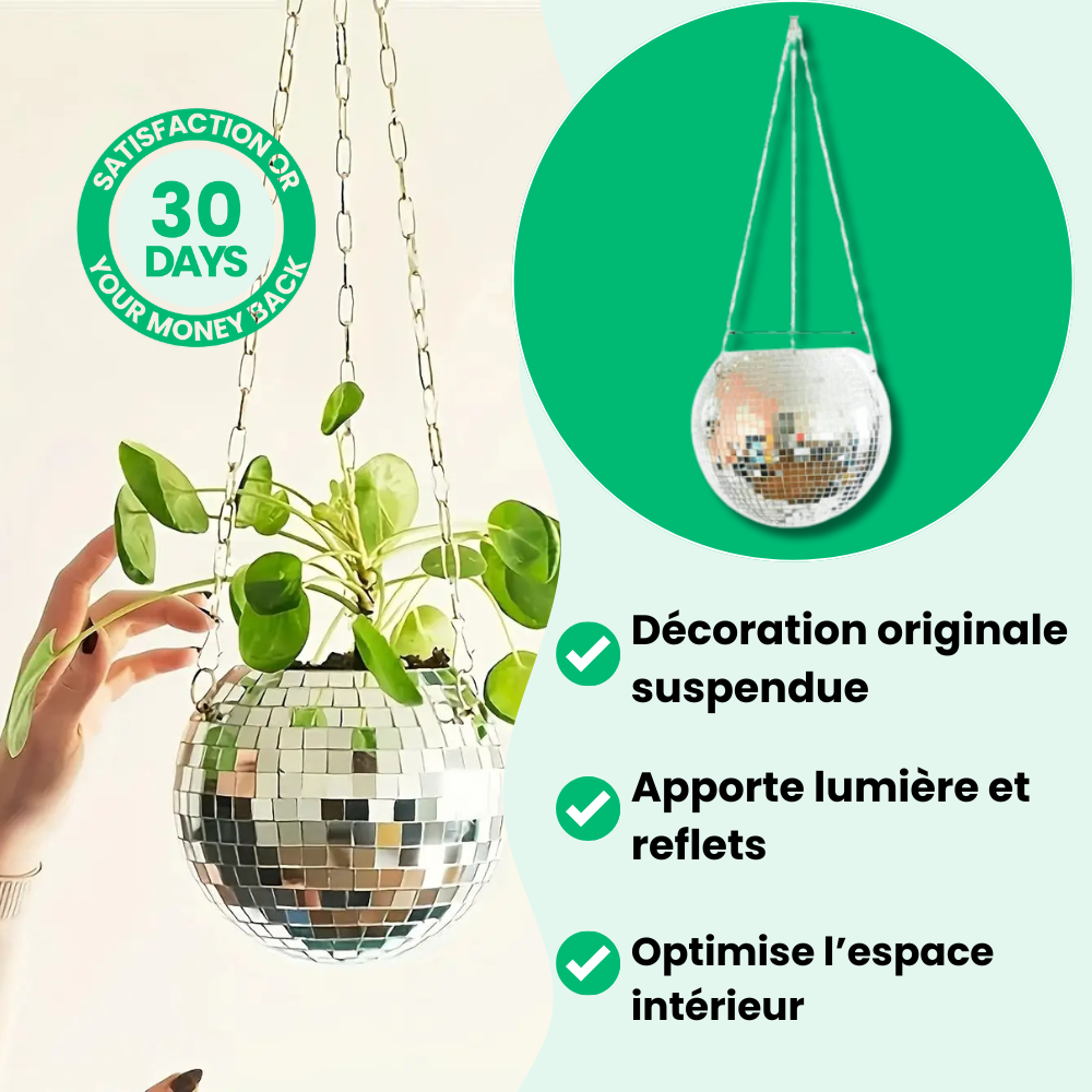 Jardioui Pot de Fleur Boule à Facette Éclatant