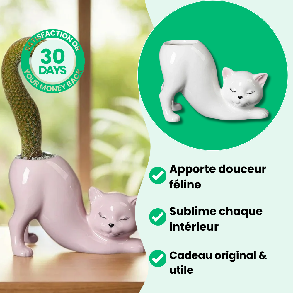 Jardioui Pot de Fleur Chat Adorable