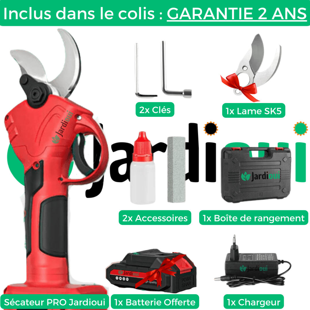 Jardioui Sécateur électrique pro sans fil (+Batterie Offerte)