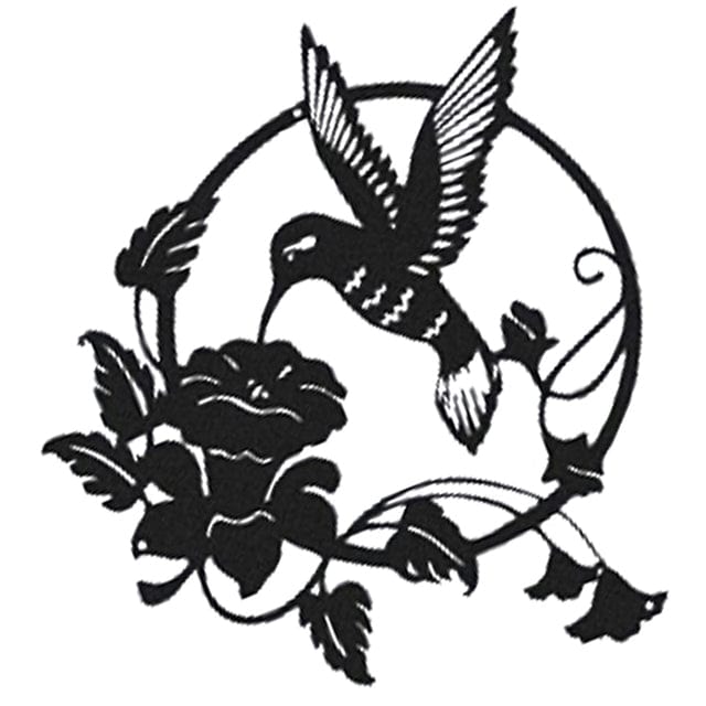 frJardioui A Decoration Murale en Metal "Colibri Butinant une Fleur"