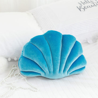 frJardioui Coussin Bleu / Moyen Coussin Coquillage en Velours