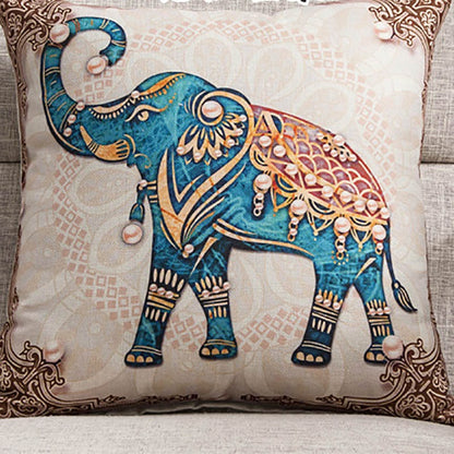 frJardioui Coussin Housse de Coussin Motif Eléphant Indien