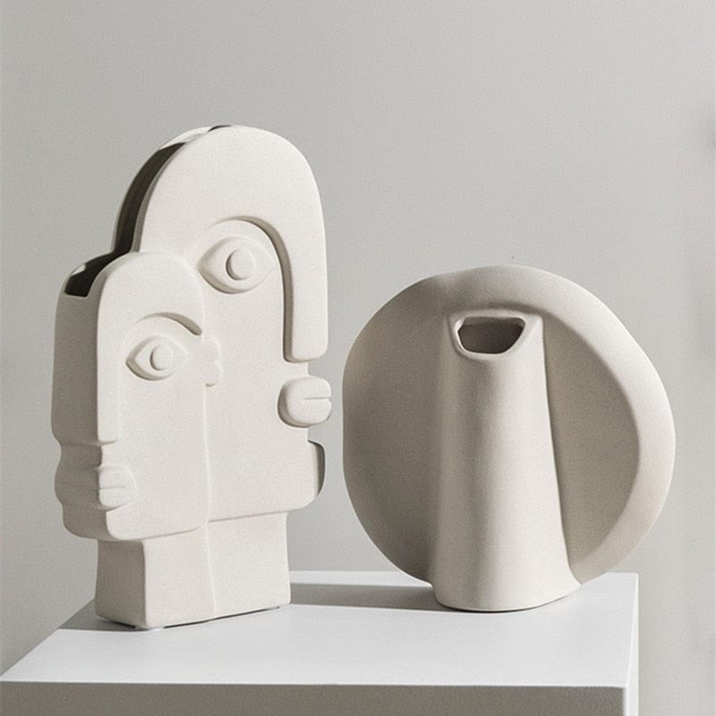 frJardioui Vase Visage Abstrait de Style Picasso